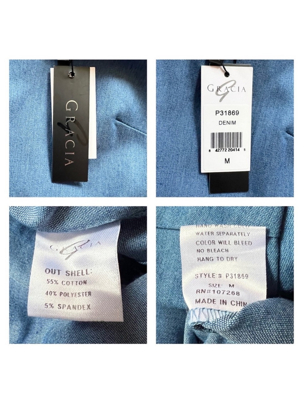 New! GRACIA Wide Leg Denim Jumpsuit - Picture 6 of 6